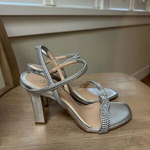 Jewel by Badgley Mischka Silver Strappy Heeled Sandals